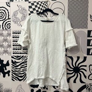 White Umgee Tunic Top with Fringe Details S Size